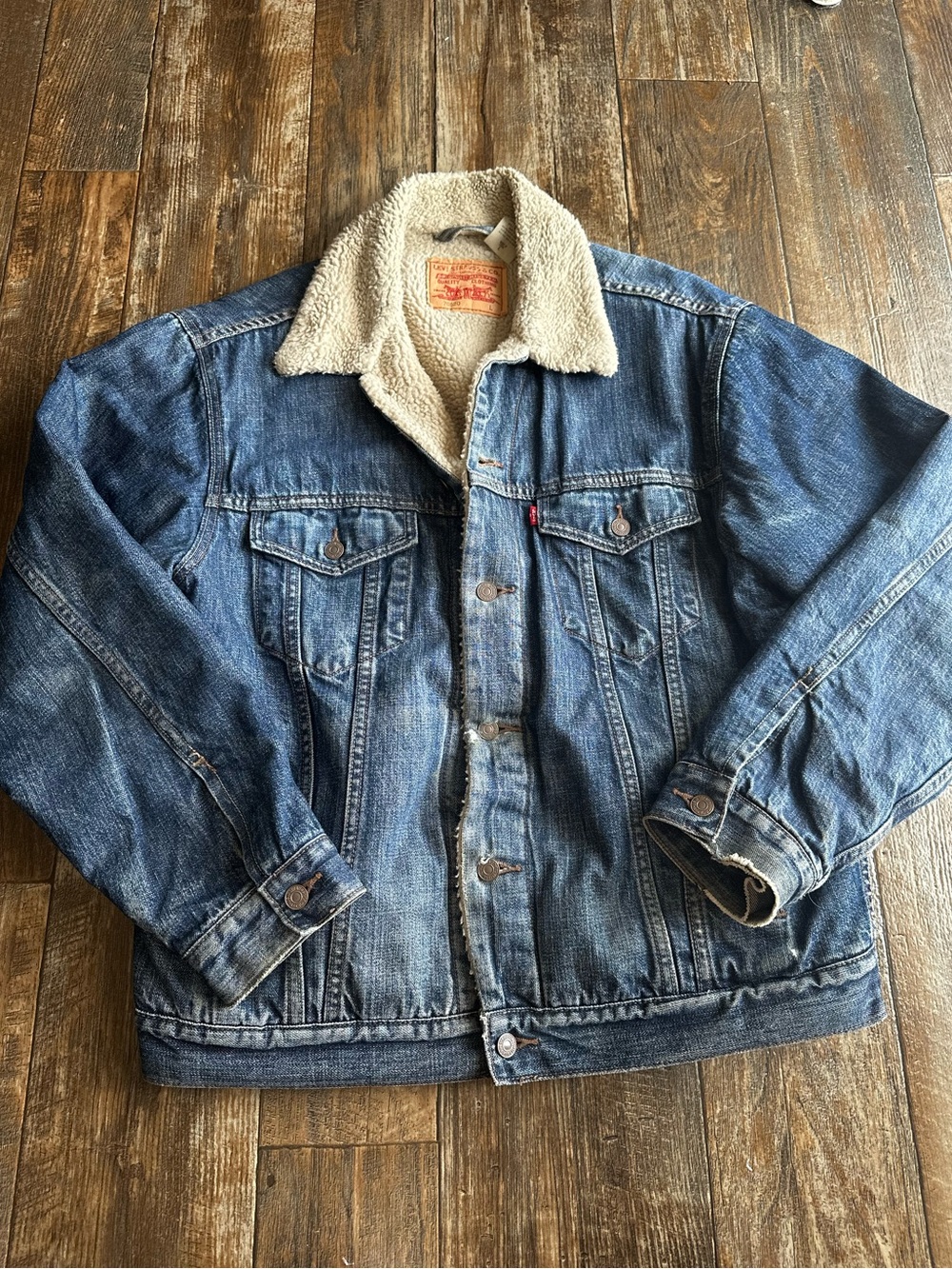 Levi’s 2000'S 70520 Sherpa Lined Denim Trucker Bomber Button Retro Jacket Sz L